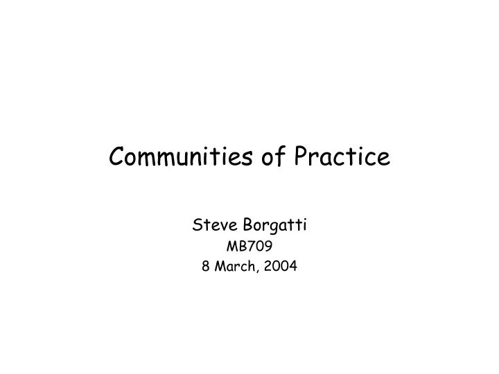 communities of practice