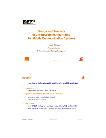 outline  development of cryptographic algorithms for a real life application  introduction
