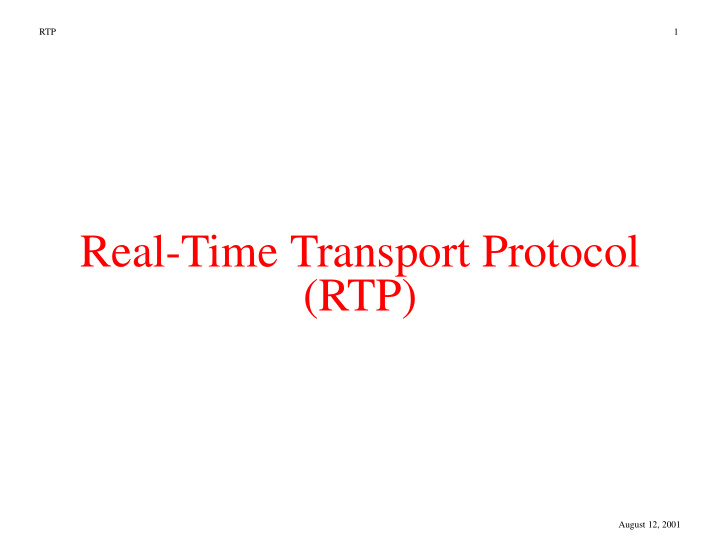real time transport protocol rtp