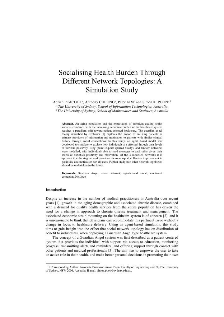 socialising health burden through different network