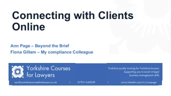 Connecting with Clients  Online  Ann Page  Beyond the Brief  Fiona Gillam  My compliance