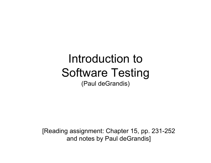 introduction to software testing