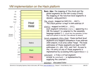 VM implementation on the Hack platform
