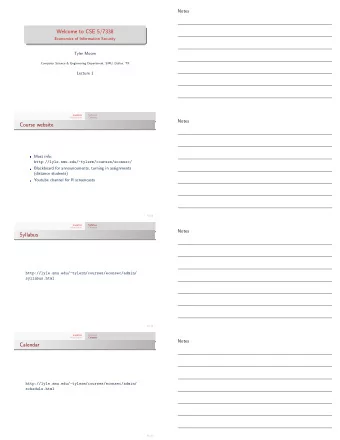 Welcome to CSE 5/7338  Economics of Information Security  Tyler Moore  Computer Science &amp;