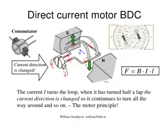 Direct current motor BDC  Commutator  Current direction  =      is changed!  F  B  I  l The