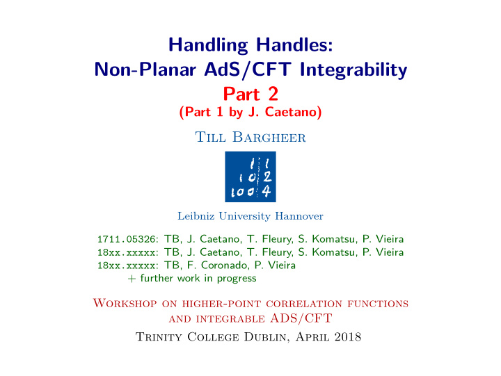 handling handles non planar ads cft integrability part 2