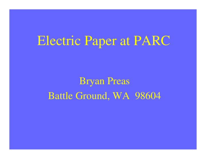 electric paper at parc