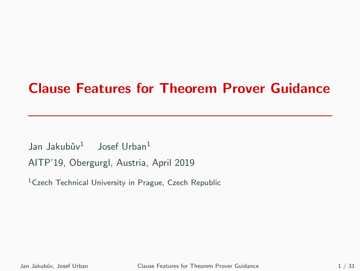 clause features for theorem prover guidance