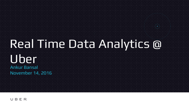 real time data analytics uber