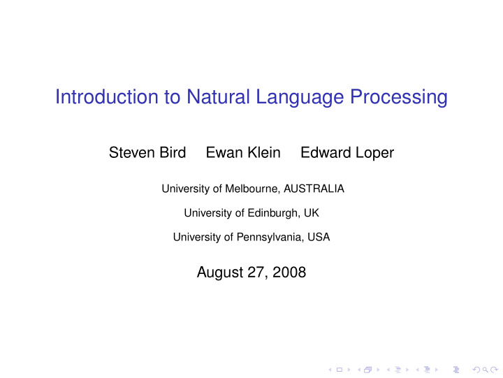 introduction to natural language processing