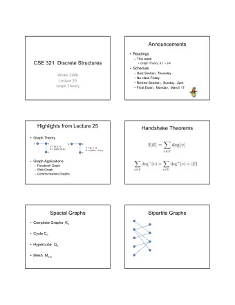 Announcements   Readings   This week  CSE 321  Discrete Structures   Graph Theory, 9.1