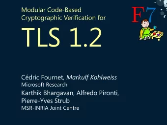 TLS 1.2 Cdric Fournet , Markulf Kohlweiss  Microsoft Research  Karthik Bhargavan, Alfredo