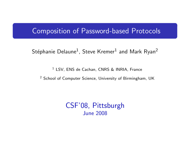 composition of password based protocols