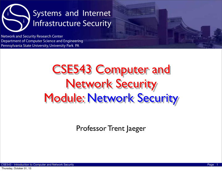 cse543 computer and network security module network