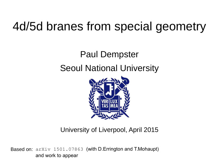 4d 5d branes from special geometry