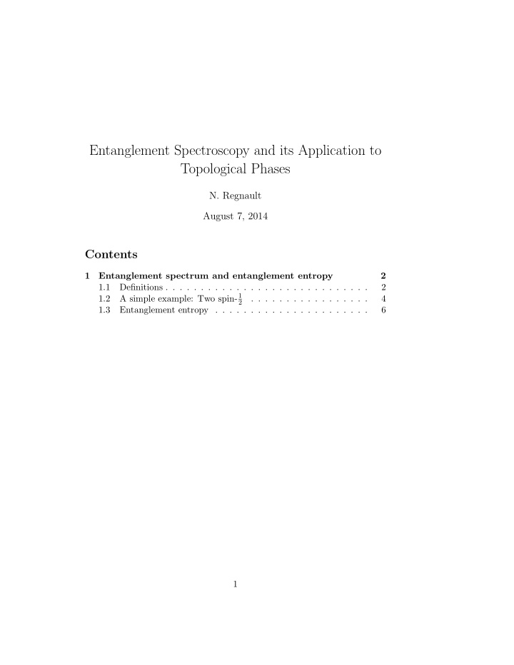 entanglement spectroscopy and its application to