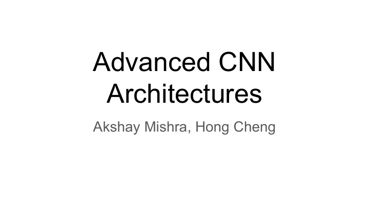 advanced cnn architectures