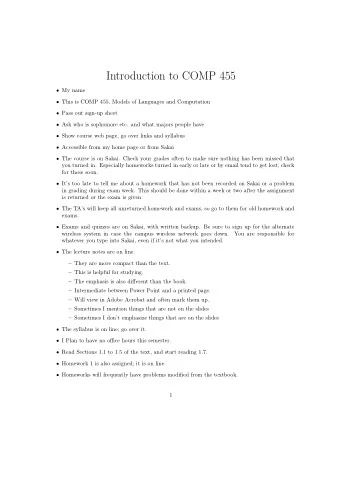 Introduction to COMP 455  My name  This is COMP 455, Models of Languages and Computation