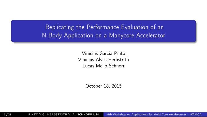 replicating the performance evaluation of an n body