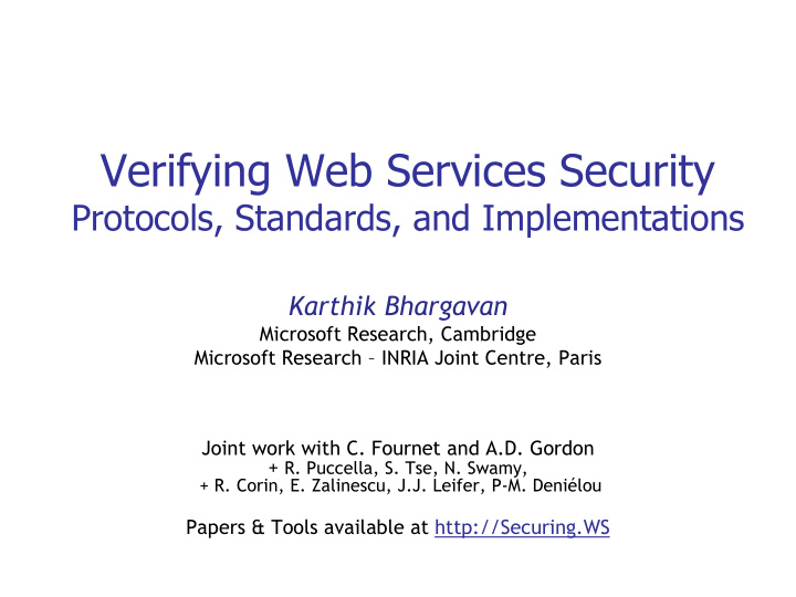 verifying web services security