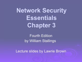 Network Security  Essentials  Chapter 3  Fourth Edition  by William Stallings  Lecture slides by