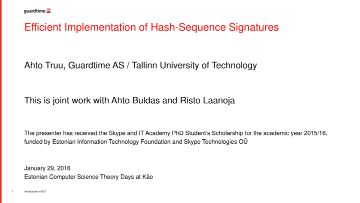 efficient implementation of hash sequence signatures