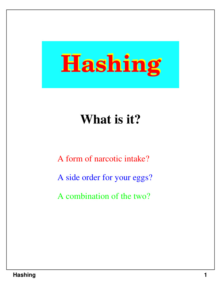 hashing hashing