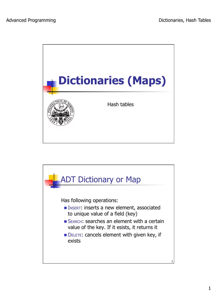 uses of dictionaries