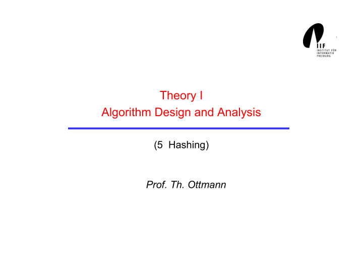 theory i algorithm design and analysis