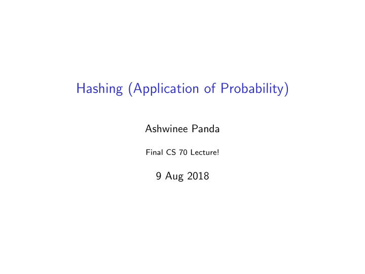 hashing application of probability