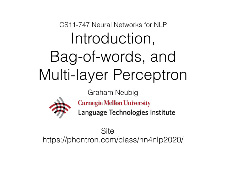 introduction bag of words and multi layer perceptron