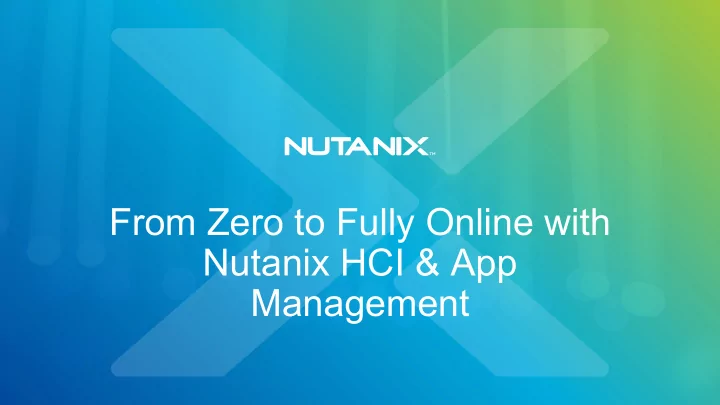 from zero to fully online with