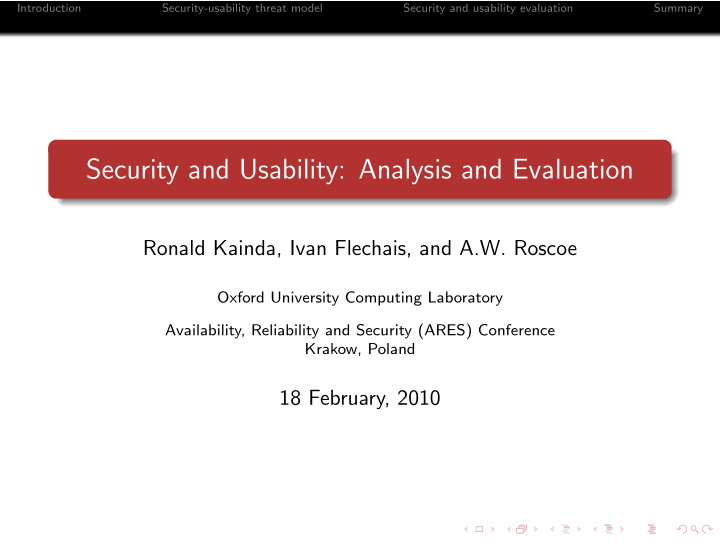 security and usability analysis and evaluation