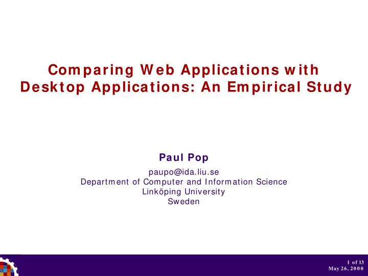 com paring w eb applications w ith desktop applications