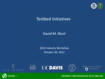 Testbed Initiatives  David M. Nicol  2012 Industry Workshop  October 30, 2012 | 1  Cross-Cutting