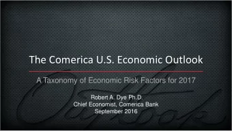 The Comerica U.S. Economic Outlook  A Taxonomy of Economic Risk Factors for 2017  Robert A. Dye