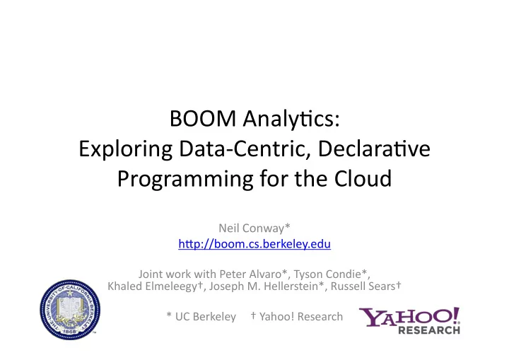 boom analy cs exploring data centric declara ve