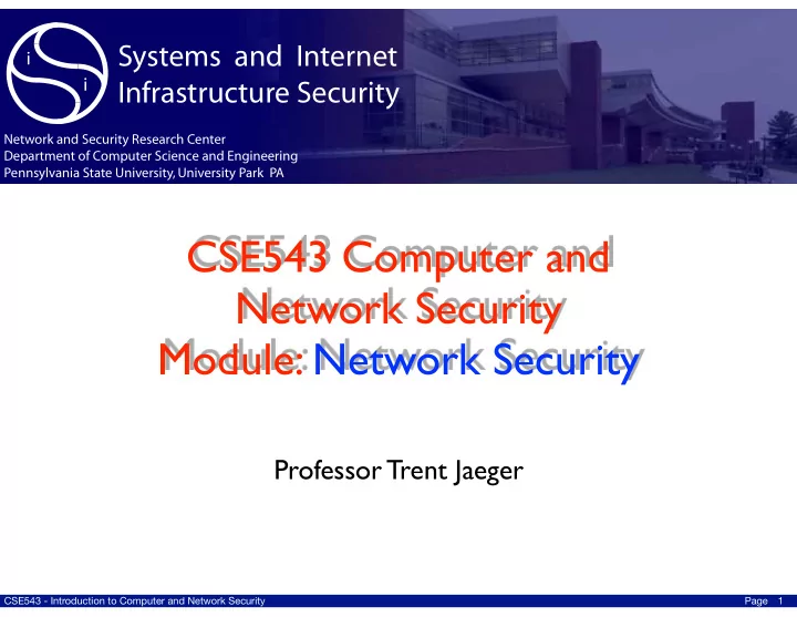 cse543 computer and network security module network