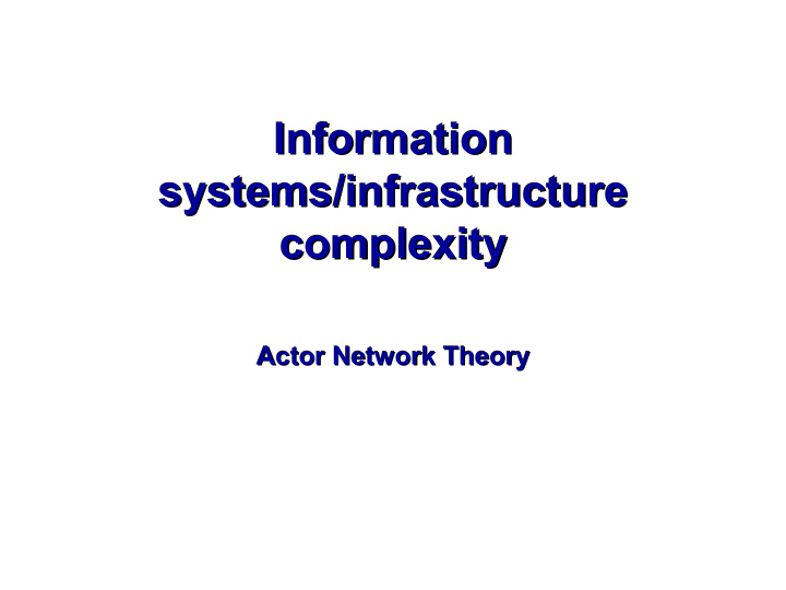 information information systems infrastructure systems