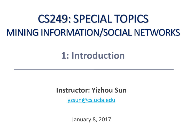 cs249 special topics