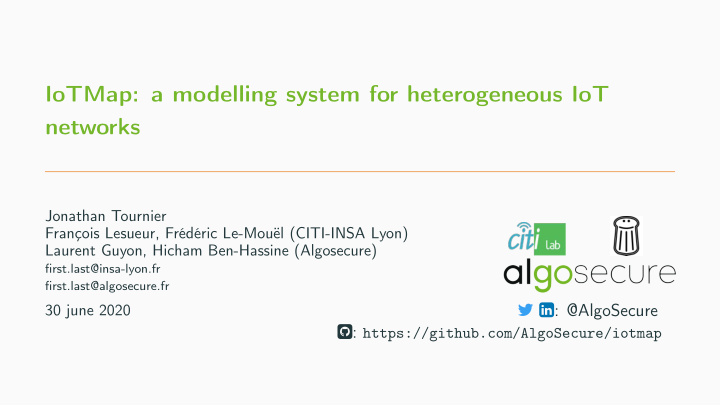 iotmap a modelling system for heterogeneous iot networks