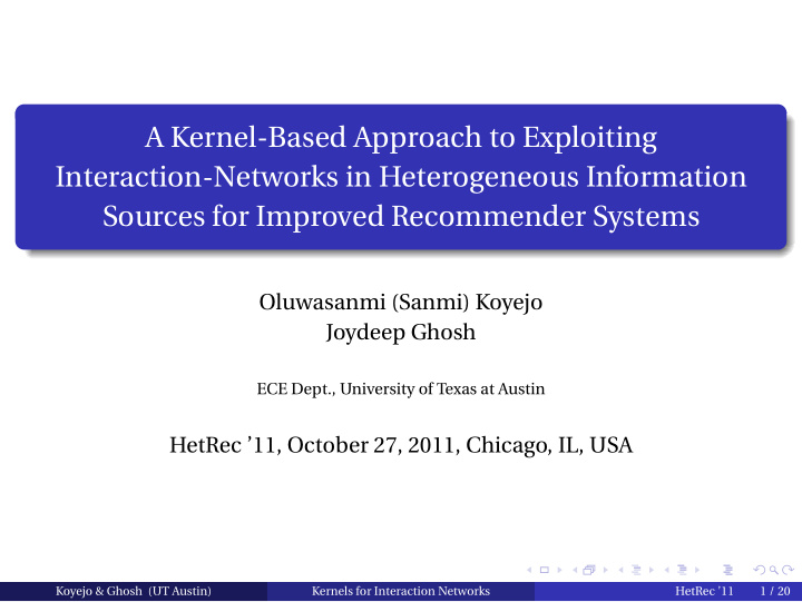 a kernel based approach to exploiting interaction