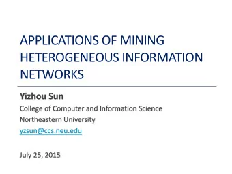 APPLICATIONS OF MINING  HETEROGENEOUS INFORMATION  NETWORKS  Yizhou Sun  College of Computer and