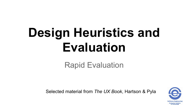 design heuristics and evaluation