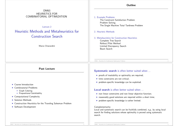 heuristic methods and metaheuristics for
