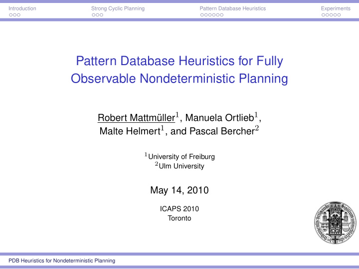 pattern database heuristics for fully observable