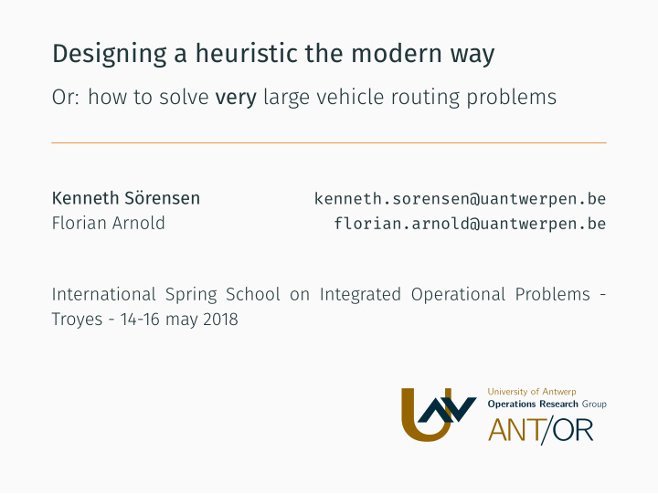 or ant the vehicle routing problem