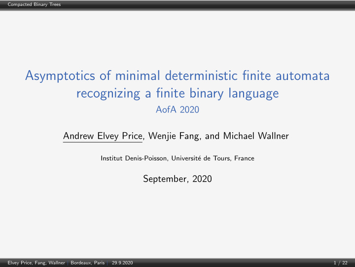 asymptotics of minimal deterministic finite automata