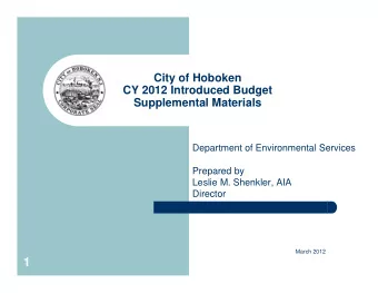 1  CY 2012 Introduced Budget  Department of Environmental Services  Department of Environmental