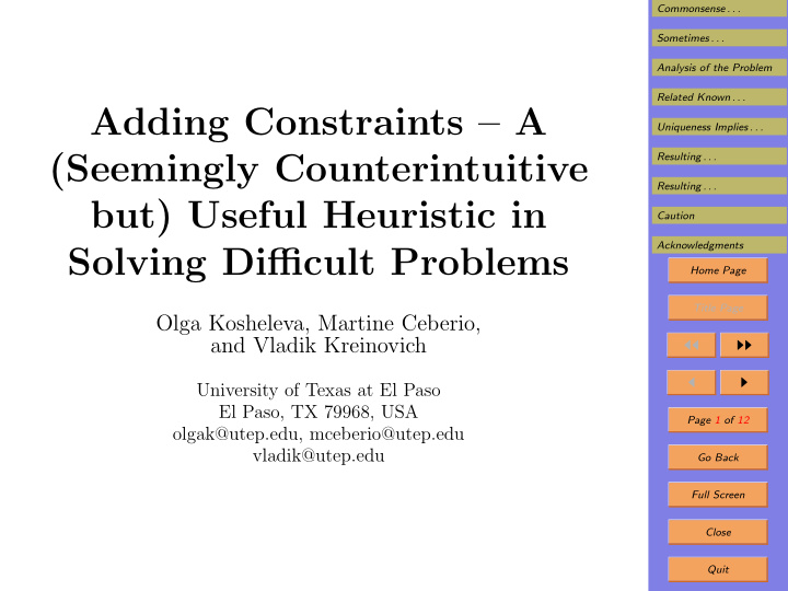 adding constraints a